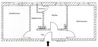Grundriss - 2-Zimmer EG Wohnung mit Einbauküche