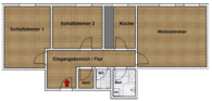 Grundriss - Neu renovierte 3-Zimmer Wohnung mit Einbauküche