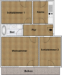 Grundriss - Neu renovierte 3-Zimmer Wohnung mit EBK und Balkon